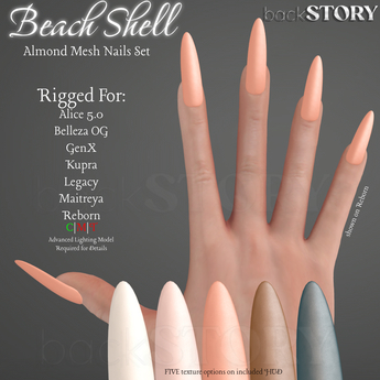 Second Life Marketplace - backSTORY - Beach Shell Nails